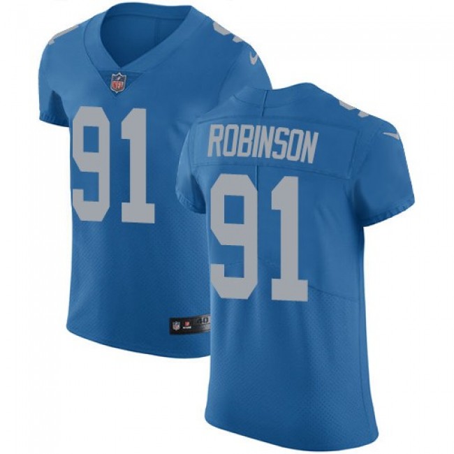 Nike Lions #91 A'Shawn Robinson Blue Throwback Men's Stitched NFL Vapor Untouchable Elite Jersey