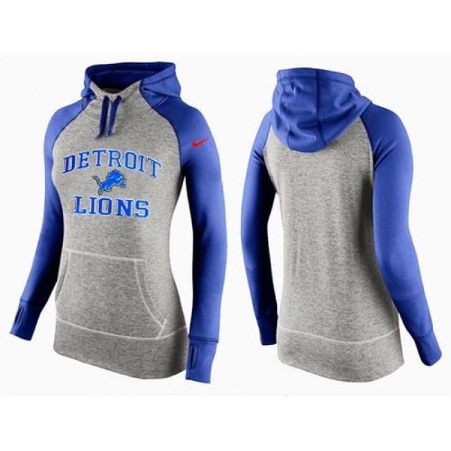 Women's Detroit Lions Hoodie Grey Blue-2 Jersey