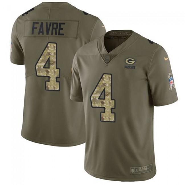 Green Bay Packers #4 Brett Favre Olive-Camo Youth Stitched NFL Limited 2017 Salute to Service Jersey