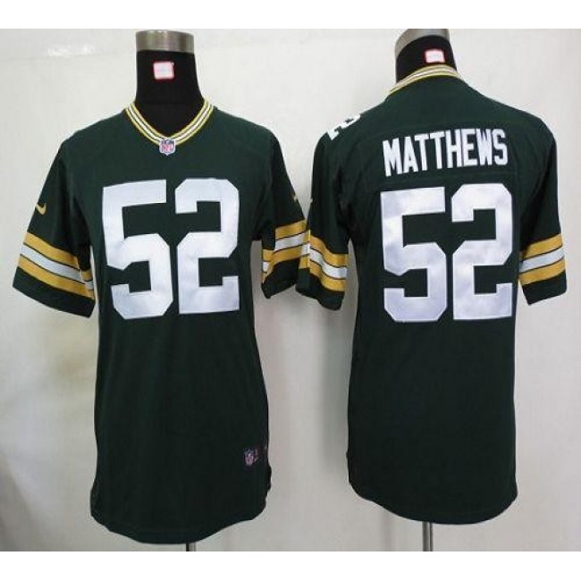 Green Bay Packers #52 Clay Matthews Green Team Color Youth Stitched NFL Elite Jersey