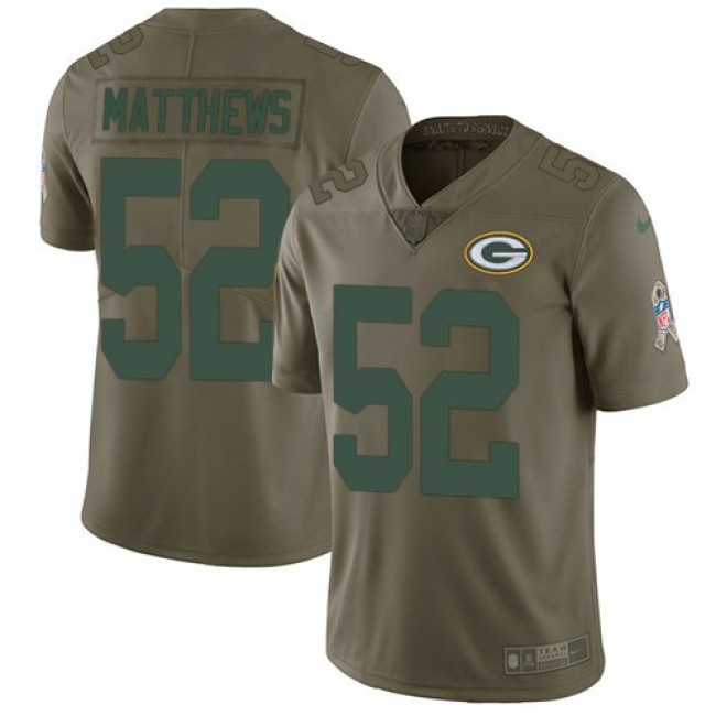 Green Bay Packers #52 Clay Matthews Olive Youth Stitched NFL Limited 2017 Salute to Service Jersey