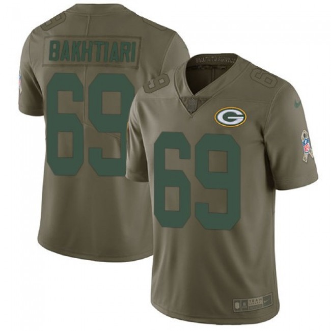 Green Bay Packers #69 David Bakhtiari Olive Youth Stitched NFL Limited 2017 Salute to Service Jersey