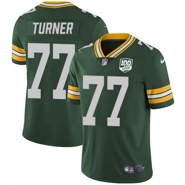 Nike Packers #77 Billy Turner Green Team Color Men's 100th Season Stitched NFL Vapor Untouchable Limited Jersey