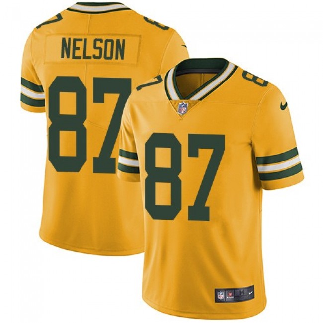 Green Bay Packers #87 Jordy Nelson Yellow Youth Stitched NFL Limited Rush Jersey