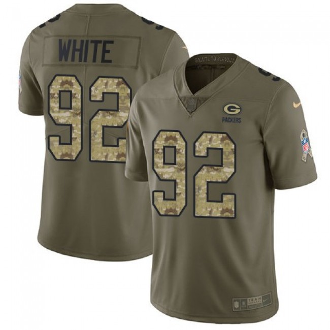 Green Bay Packers #92 Reggie White Olive-Camo Youth Stitched NFL Limited 2017 Salute to Service Jersey