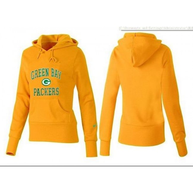 Women's Green Bay Packers Heart Soul Pullover Hoodie Yellow Jersey