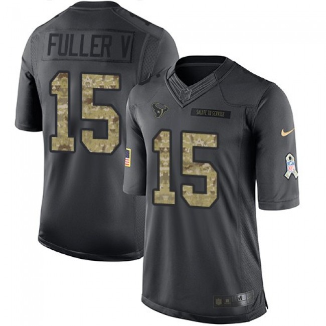 Houston Texans #15 Will Fuller V Black Youth Stitched NFL Limited 2016 Salute to Service Jersey