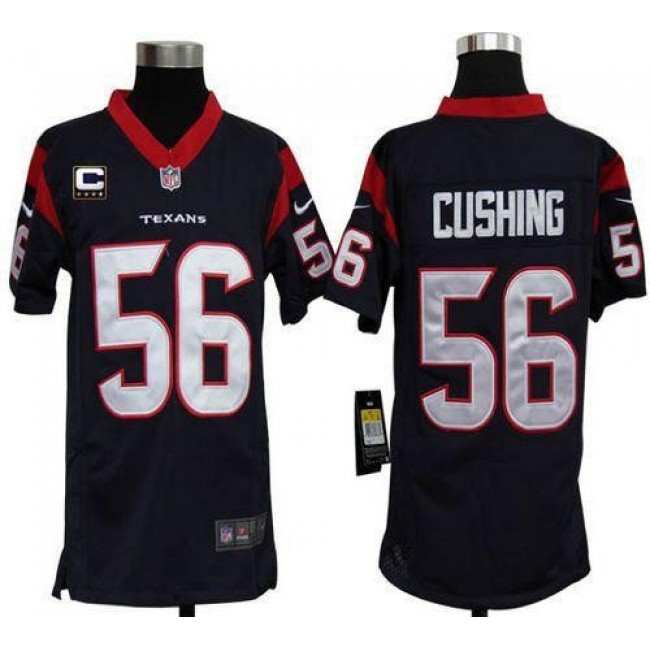 Houston Texans #56 Brian Cushing Navy Blue Team Color With C Patch Youth Stitched NFL Elite Jersey