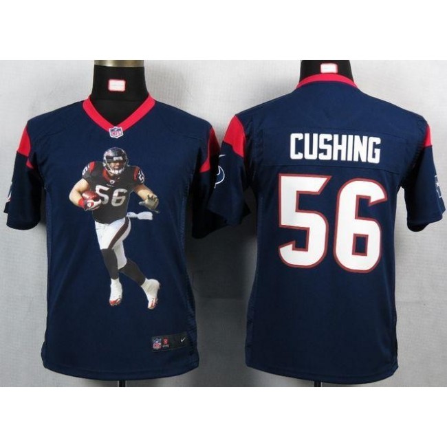 Houston Texans #56 Brian Cushing Navy Blue Team Color Youth Portrait Fashion NFL Game Jersey