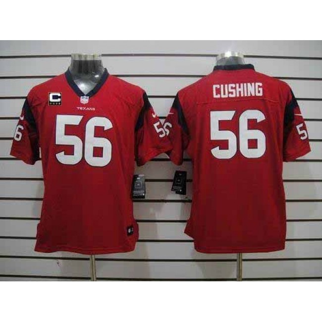 Women's Texans #56 Brian Cushing Red Alternate With C Patch Stitched NFL Elite Jersey