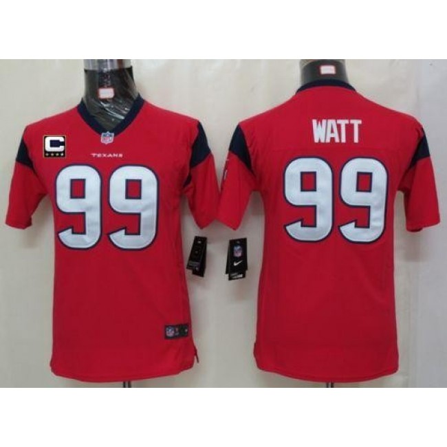 Houston Texans #99 J.J. Watt Red Alternate With C Patch Youth Stitched NFL Elite Jersey