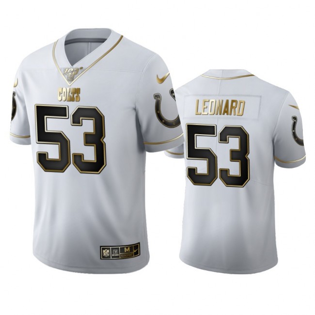 Indianapolis Colts #53 Darius Leonard Men's Nike White Golden Edition Vapor Limited NFL 100 Jersey