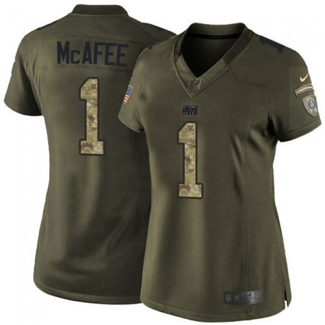 Women's Colts #1 Pat McAfee Green Stitched NFL Limited Salute to Service Jersey