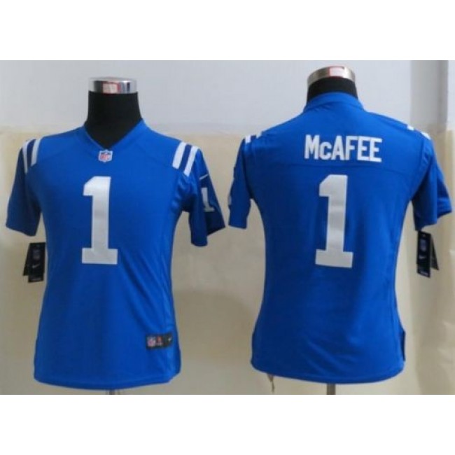 Women's Colts #1 Pat McAfee Royal Blue Team Color Stitched NFL Elite Jersey