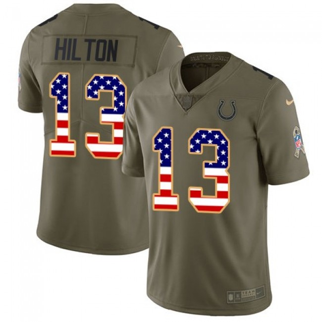 Indianapolis Colts #13 T.Y. Hilton Olive-USA Flag Youth Stitched NFL Limited 2017 Salute to Service Jersey