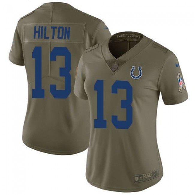 Women's Colts #13 T.Y. Hilton Olive Stitched NFL Limited 2017 Salute to Service Jersey