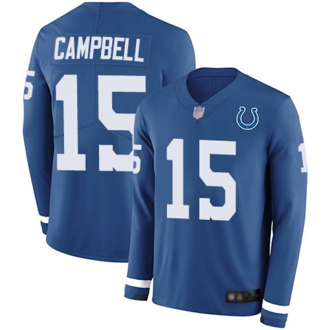 Nike Colts #15 Parris Campbell Royal Blue Team Color Men's Stitched NFL Limited Therma Long Sleeve Jersey