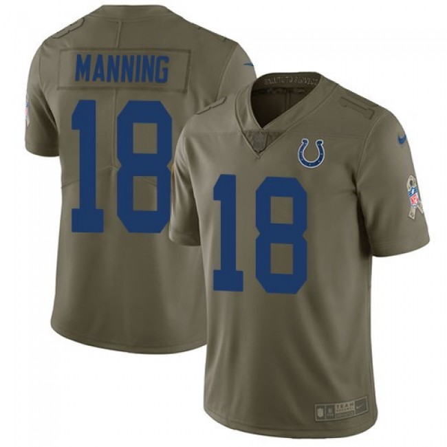 Indianapolis Colts #18 Peyton Manning Olive Youth Stitched NFL Limited 2017 Salute to Service Jersey