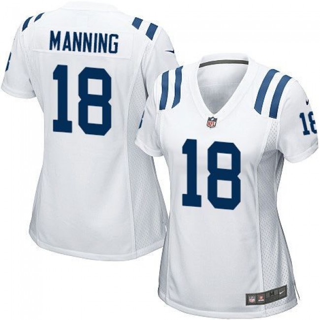 Women's Colts #18 Peyton Manning White Stitched NFL Elite Jersey
