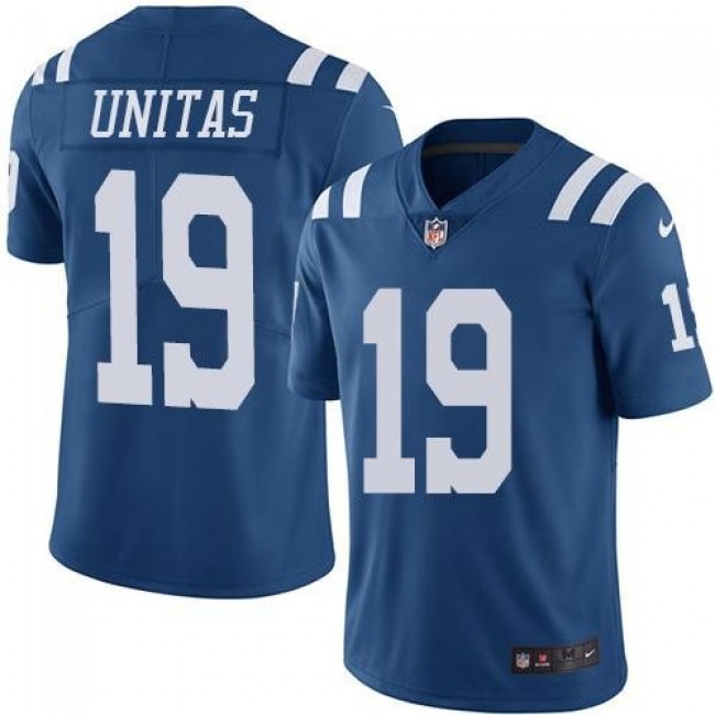 Nike Colts #19 Johnny Unitas Royal Blue Men's Stitched NFL Limited Rush Jersey