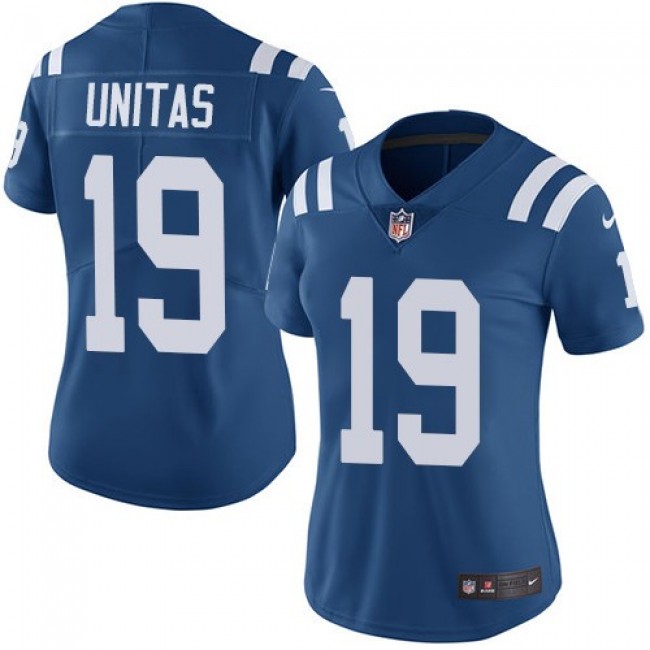 Women's Colts #19 Johnny Unitas Royal Blue Team Color Stitched NFL Vapor Untouchable Limited Jersey