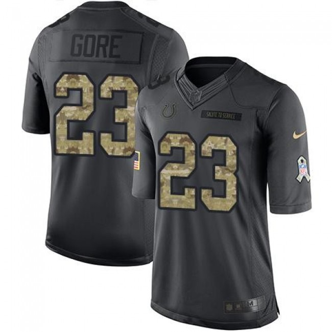 Indianapolis Colts #23 Frank Gore Black Youth Stitched NFL Limited 2016 Salute to Service Jersey