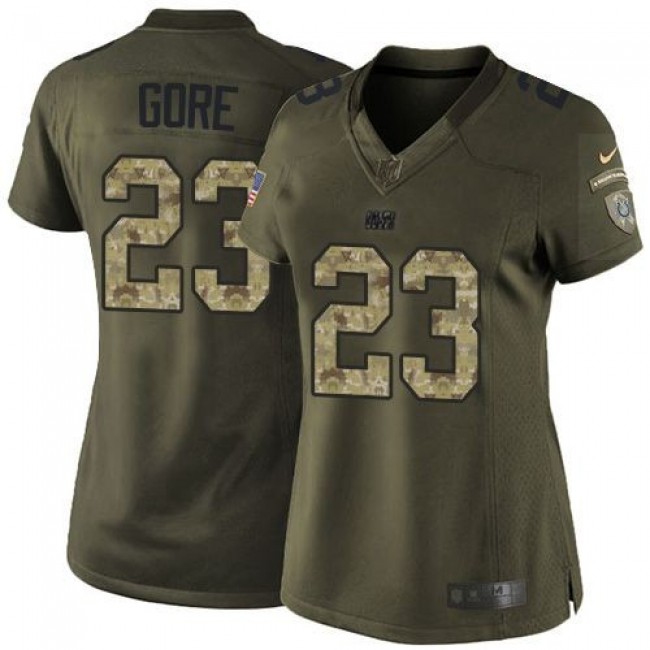 Women's Colts #23 Frank Gore Green Stitched NFL Limited Salute to Service Jersey