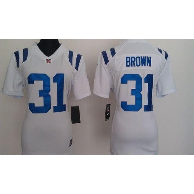 Women's Colts #31 Donald Brown White Stitched NFL Elite Jersey