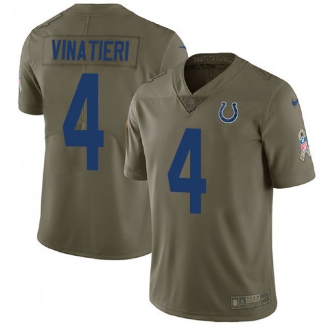 Nike Colts #4 Adam Vinatieri Olive Men's Stitched NFL Limited 2017 Salute to Service Jersey