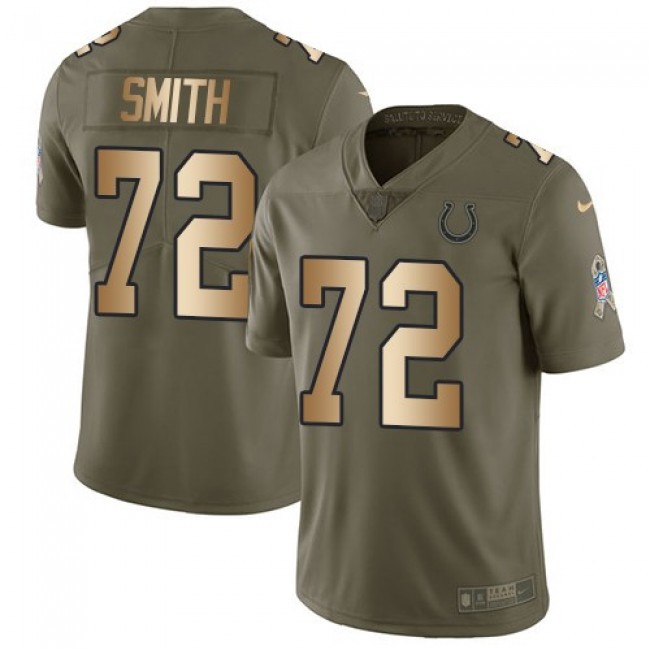 Nike Colts #72 Braden Smith Olive/Gold Men's Stitched NFL Limited 2017 Salute to Service Jersey