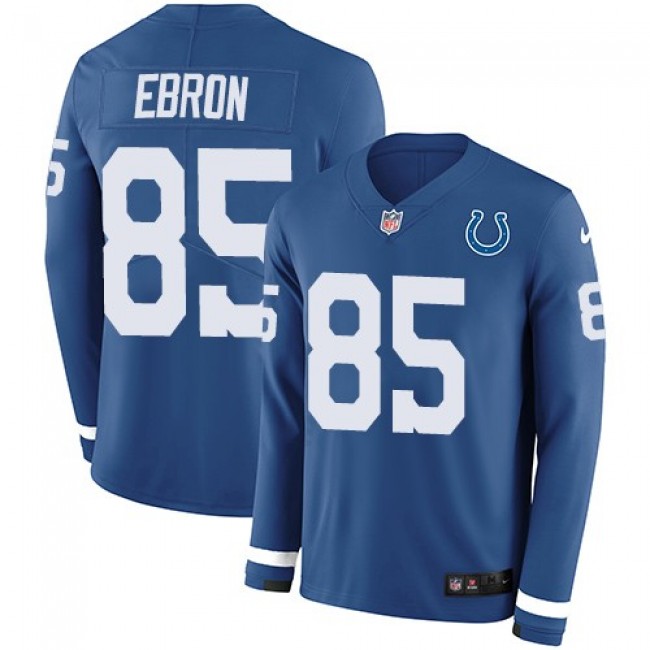 Nike Colts #85 Eric Ebron Royal Blue Team Color Men's Stitched NFL Limited Therma Long Sleeve Jersey