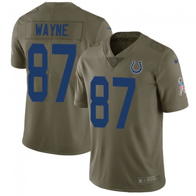 Indianapolis Colts #87 Reggie Wayne Olive Youth Stitched NFL Limited 2017 Salute to Service Jersey