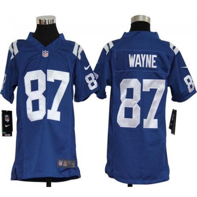 Indianapolis Colts #87 Reggie Wayne Royal Blue Team Color Youth Stitched NFL Elite Jersey