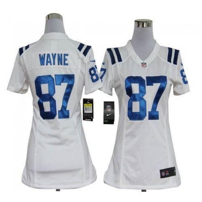 Women's Colts #87 Reggie Wayne White Stitched NFL Elite Jersey