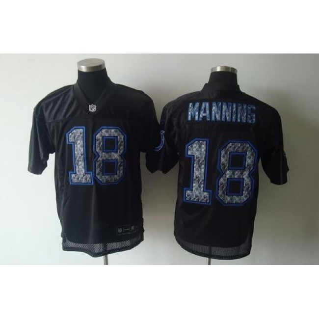 Sideline Black United Colts #18 Peyton Manning Black Stitched NFL Jersey
