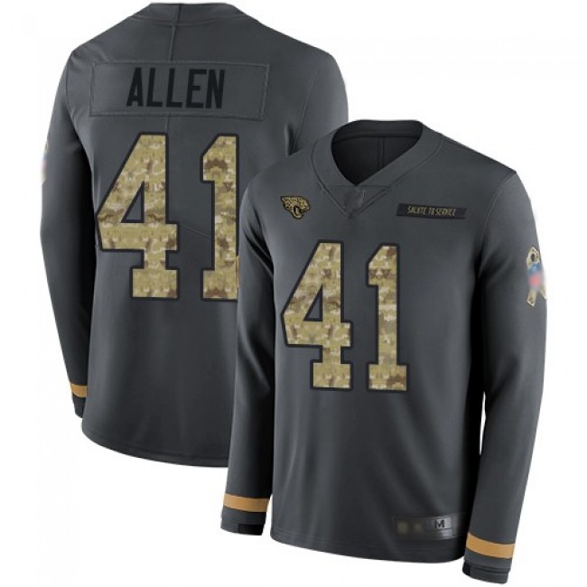 Nike Jaguars #41 Josh Allen Anthracite Salute to Service Men's Stitched NFL Limited Therma Long Sleeve Jersey