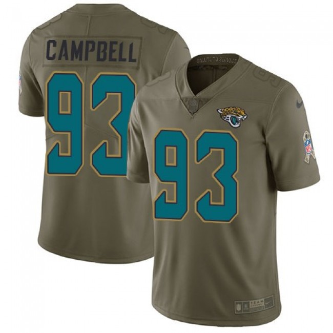Jacksonville Jaguars #93 Calais Campbell Olive Youth Stitched NFL Limited 2017 Salute to Service Jersey