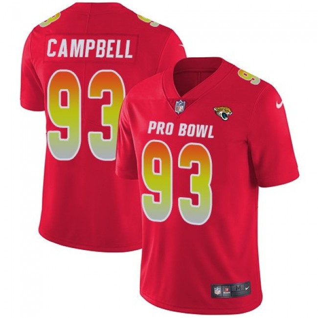 Women's Jaguars #93 Calais Campbell Red Stitched NFL Limited AFC 2018 Pro Bowl Jersey