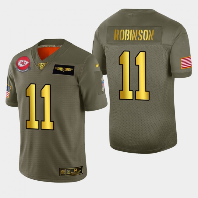 Kansas City Chiefs #11 Demarcus Robinson Men's Nike Olive Gold 2019 Salute to Service Limited NFL 100 Jersey