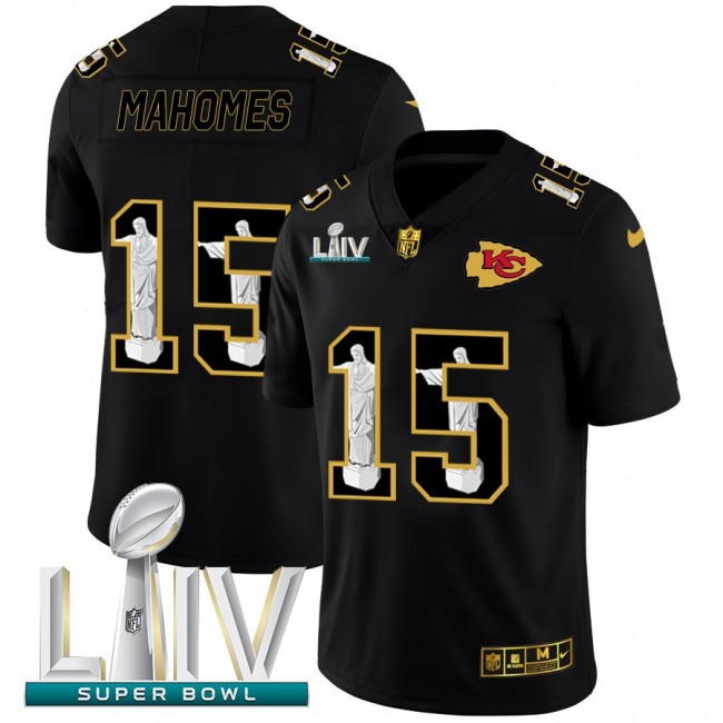 Kansas City Chiefs #15 Patrick Mahomes Nike Carbon Black Super Bowl LIV 2020 Vapor Cristo Redentor Limited NFL Jersey