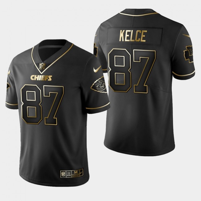 Kansas City Chiefs #87 Travis Kelce Vapor Limited Black Golden Jersey