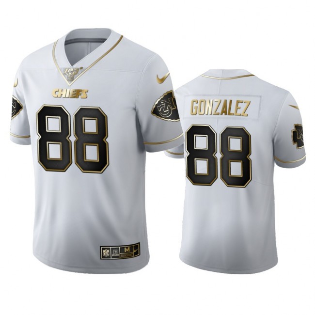 Kansas City Chiefs #88 Tony Gonzalez Men's Nike White Golden Edition Vapor Limited NFL 100 Jersey
