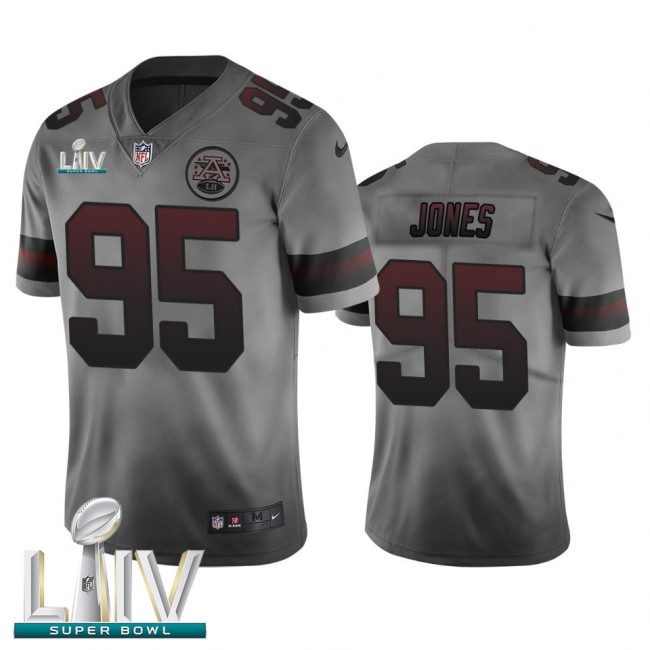 Kansas City Chiefs #95 Chris Jones Smoky Gray Super Bowl LIV 2020 Men's Nike Vapor Limited City Edition NFL Jersey