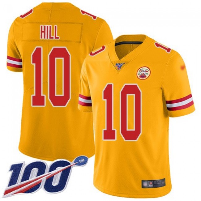 Nike Chiefs #10 Tyreek Hill Gold Men's Stitched NFL Limited Inverted Legend 100th Season Jersey