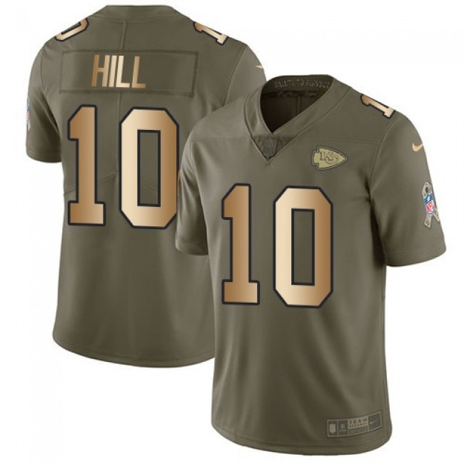 Nike Chiefs #10 Tyreek Hill Olive/Gold Men's Stitched NFL Limited 2017 Salute To Service Jersey