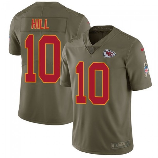 Kansas City Chiefs #10 Tyreek Hill Olive Youth Stitched NFL Limited 2017 Salute to Service Jersey