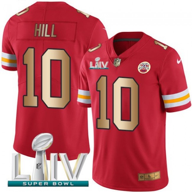 Nike Chiefs #10 Tyreek Hill Red Super Bowl LIV 2020 Men's Stitched NFL Limited Gold Rush Jersey
