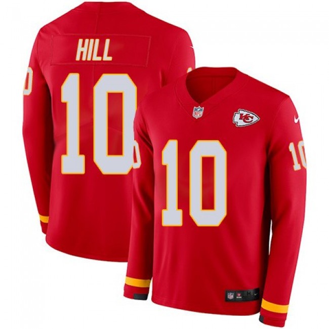 Nike Chiefs #10 Tyreek Hill Red Team Color Men's Stitched NFL Limited Therma Long Sleeve Jersey