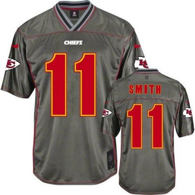 Kansas City Chiefs #11 Alex Smith Grey Youth Stitched NFL Elite Vapor Jersey