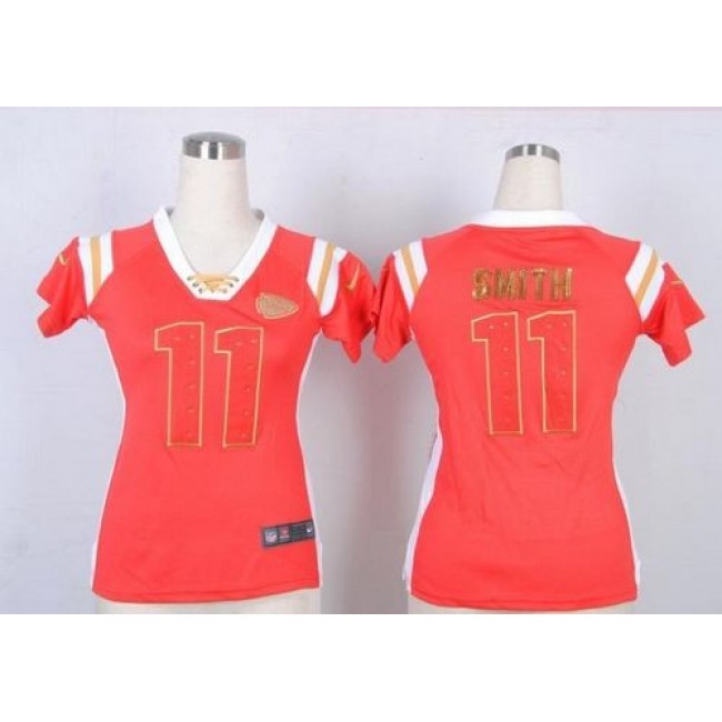 Women's Chiefs #11 Alex Smith Red Team Color Stitched NFL Elite Draft Him Shimmer Jersey